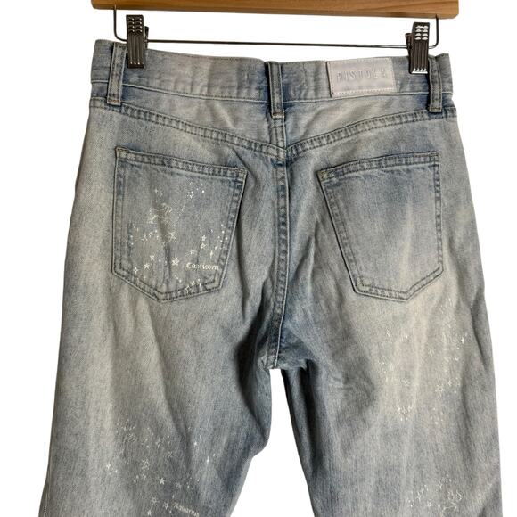 Pistola High Rise Straight Leg Distressed Astrology Sign Constellation Jeans 25 - Picture 8 of 10
